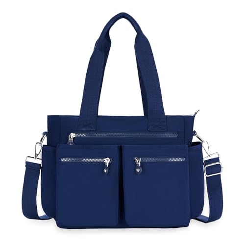 ZZYING Tragetasche für Damen, Segeltuch, Handtaschen für Damen, Crossbody-Tasche mit mehreren Taschen, Blau, blau von ZZYING