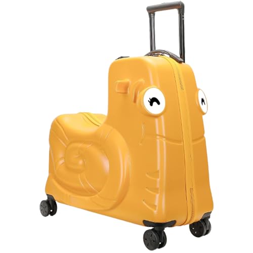 ZZYYZZ Kindergepäck, Mitfahr-Reisekoffer für Kinder, Hartschalengepäck mit Spinnerrädern, fahrbarer Handgepäck-Trolley mit Passwortsperre, wasserdichte Cartoon-Form,Gelb,20" von ZZYYZZ