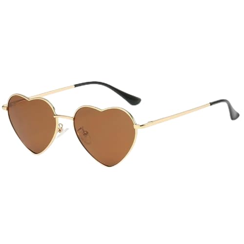 ZZZOLX Sonnenbrille herren Herzförmige Sonnenbrille Sonnenbrille Schutzmetallrahmen Sonnenbrillenzubehör.-Gold-Braun von ZZZOLX