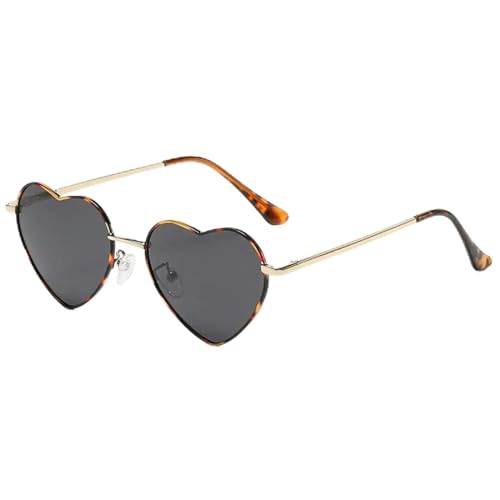 ZZZOLX Sonnenbrille herren Herzförmige Sonnenbrille Sonnenbrille Schutzmetallrahmen Sonnenbrillenzubehör.-Gold Leopard-Grau von ZZZOLX