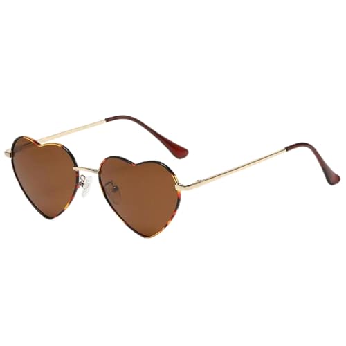 ZZZOLX Sonnenbrille herren Herzförmige Sonnenbrille Sonnenbrille Schutzmetallrahmen Sonnenbrillenzubehör.-Gold Leopard-Tea von ZZZOLX