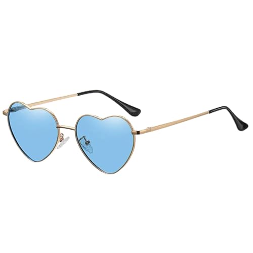 ZZZOLX Sonnenbrille herren Herzförmige Sonnenbrille Sonnenbrille Schutzmetallrahmen Sonnenbrillenzubehör.-Goldblau von ZZZOLX