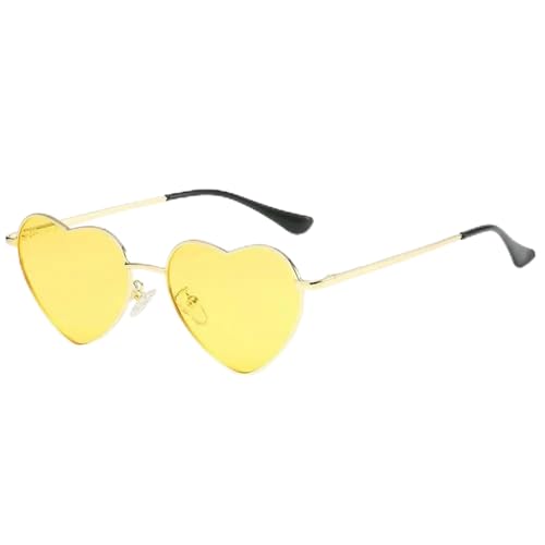 ZZZOLX Sonnenbrille herren Herzförmige Sonnenbrille Sonnenbrille Schutzmetallrahmen Sonnenbrillenzubehör.-Goldgelb von ZZZOLX