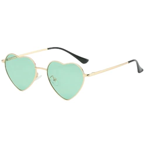 ZZZOLX Sonnenbrille herren Herzförmige Sonnenbrille Sonnenbrille Schutzmetallrahmen Sonnenbrillenzubehör.-Goldgrün von ZZZOLX