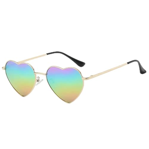 ZZZOLX Sonnenbrille herren Herzförmige Sonnenbrille Sonnenbrille Schutzmetallrahmen Sonnenbrillenzubehör.-Goldregenbogen von ZZZOLX