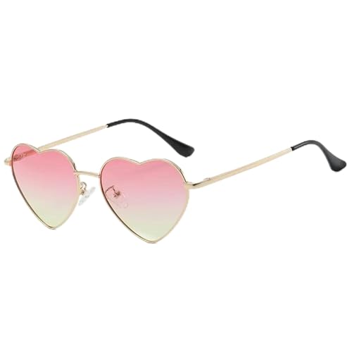 ZZZOLX Sonnenbrille herren Herzförmige Sonnenbrille Sonnenbrille Schutzmetallrahmen Sonnenbrillenzubehör.-Goldrosa Gelb von ZZZOLX