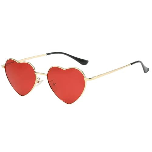 ZZZOLX Sonnenbrille herren Herzförmige Sonnenbrille Sonnenbrille Schutzmetallrahmen Sonnenbrillenzubehör.-Goldrot von ZZZOLX