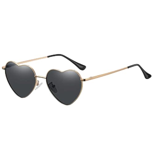 ZZZOLX Sonnenbrille herren Herzförmige Sonnenbrille Sonnenbrille Schutzmetallrahmen Sonnenbrillenzubehör.-Goldschwarz von ZZZOLX