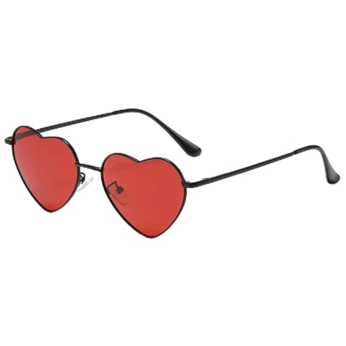 ZZZOLX Sonnenbrille herren Herzförmige Sonnenbrille Sonnenbrille Schutzmetallrahmen Sonnenbrillenzubehör.-Schwarz Rot von ZZZOLX