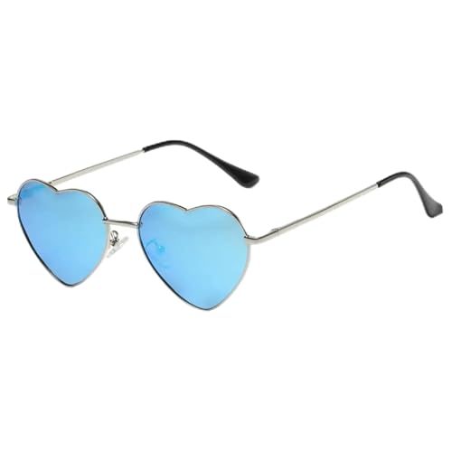ZZZOLX Sonnenbrille herren Herzförmige Sonnenbrille Sonnenbrille Schutzmetallrahmen Sonnenbrillenzubehör.-Silber-Mirriertes Blau von ZZZOLX