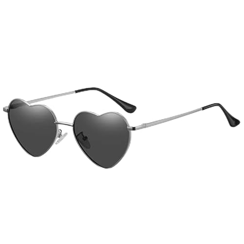 ZZZOLX Sonnenbrille herren Herzförmige Sonnenbrille Sonnenbrille Schutzmetallrahmen Sonnenbrillenzubehör.-Silber Schwarz von ZZZOLX