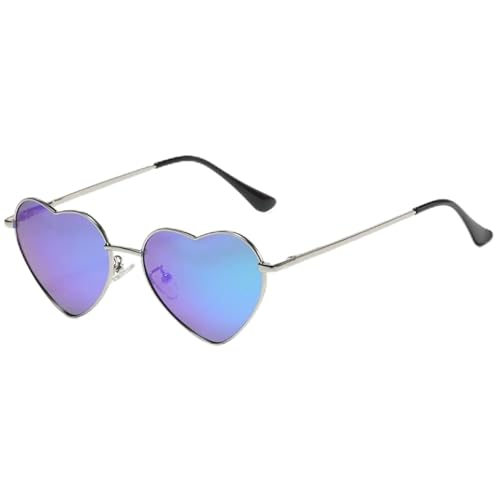 ZZZOLX Sonnenbrille herren Herzförmige Sonnenbrille Sonnenbrille Schutzmetallrahmen Sonnenbrillenzubehör.-Silberblaugrün von ZZZOLX