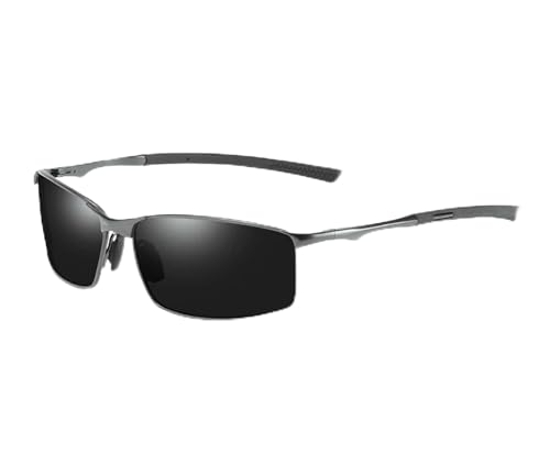 ZZZOLX Sonnenbrille herren Polarisierte Sonnenbrille Für Männer Und Frauen, Fahrbrille, Metallrahmen Brille, Sonnenbrille.-Grau Schwarz-Brillentasche von ZZZOLX