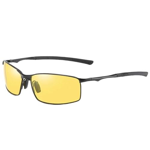 ZZZOLX Sonnenbrille herren Polarisierte Sonnenbrille Für Männer Und Frauen, Fahrbrille, Metallrahmen Brille, Sonnenbrille.-Schwarz Gelb-Brillentasche von ZZZOLX