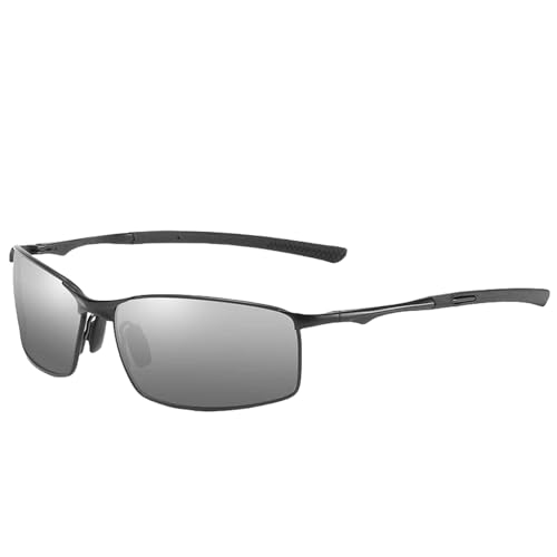 ZZZOLX Sonnenbrille herren Polarisierte Sonnenbrille Für Männer Und Frauen, Fahrbrille, Metallrahmen Brille, Sonnenbrille.-Schwarz Silber-Brillentasche von ZZZOLX