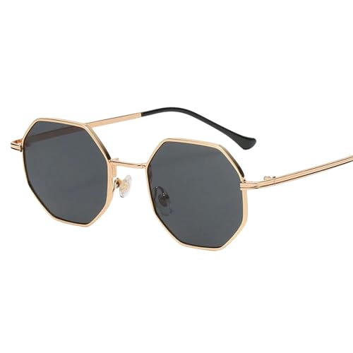 ZZZOLX Sonnenbrille herren Polygon Sonnenbrille Herren Oktagon Metall Sonnenbrille Frauenbrille Sonnenbrille Frauen.-02 Goldschwarz-Als Bild von ZZZOLX