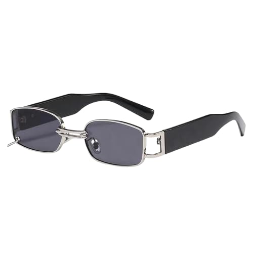 ZZZOLX Sonnenbrille herren Quadratische Sonnenbrille Für Frauen, Kleine Sonnenbrille Für Frauen, Rechteckige Metallspiegel.-Silbergrau-Sonstige von ZZZOLX
