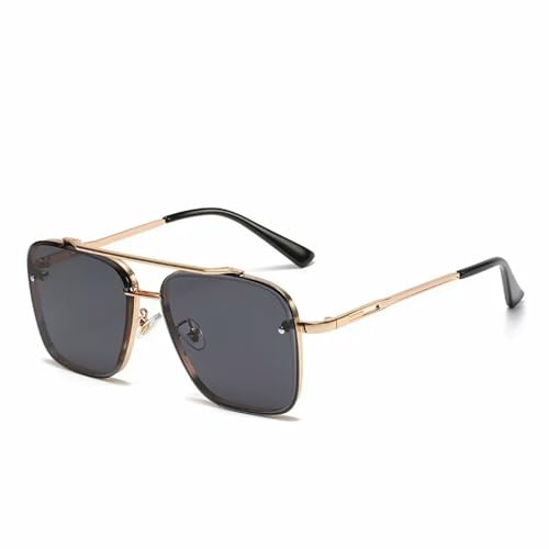 ZZZOLX Sonnenbrille herren Quadratische Sonnenbrille Herren Metallrahmen Gläser Harz Linsen Herren -Sonnenbrillen Außengläser.-C7 Gold Black-Andere von ZZZOLX