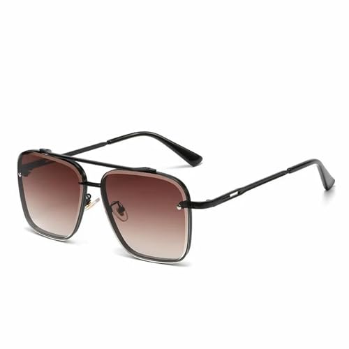 ZZZOLX Sonnenbrille herren Quadratische Sonnenbrille Herren Metallrahmen Gläser Harz Linsen Herren -Sonnenbrillen Außengläser.-C8 Black Brown-Andere von ZZZOLX