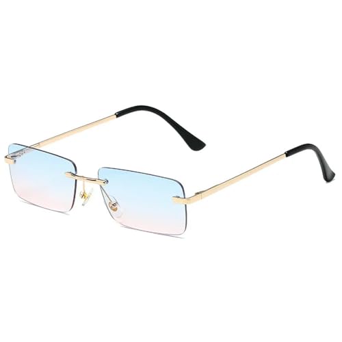 ZZZOLX Sonnenbrille herren Räderne Rechteckige Sonnenbrille Für Männer Und Frauen Kleiner Rahmen Quadratischer Sonnenbrillen Sommer Mehrfarbige Outdoor-Brillen.-Blau Rosa von ZZZOLX