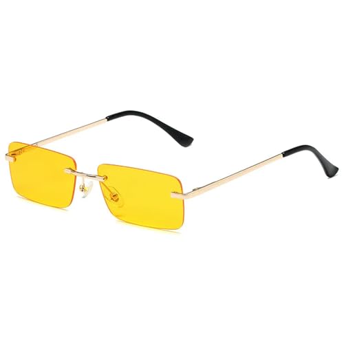 ZZZOLX Sonnenbrille herren Räderne Rechteckige Sonnenbrille Für Männer Und Frauen Kleiner Rahmen Quadratischer Sonnenbrillen Sommer Mehrfarbige Outdoor-Brillen.-Gelb von ZZZOLX