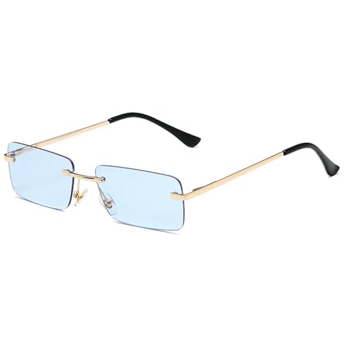 ZZZOLX Sonnenbrille herren Räderne Rechteckige Sonnenbrille Für Männer Und Frauen Kleiner Rahmen Quadratischer Sonnenbrillen Sommer Mehrfarbige Outdoor-Brillen.-Hellblau von ZZZOLX