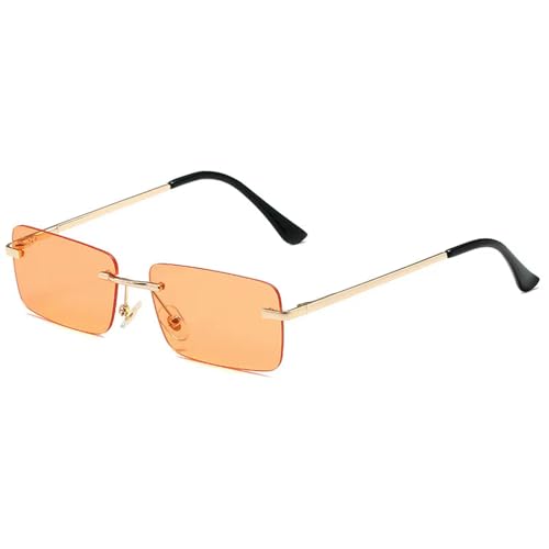 ZZZOLX Sonnenbrille herren Räderne Rechteckige Sonnenbrille Für Männer Und Frauen Kleiner Rahmen Quadratischer Sonnenbrillen Sommer Mehrfarbige Outdoor-Brillen.-Orange von ZZZOLX