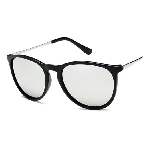 ZZZOLX Sonnenbrille herren Runde Cat Eye Sonnenbrille Herren Sonnenbrille Spiegel Clear Driving Sonnenbrille.-Schwarz Silber-Sonstige von ZZZOLX