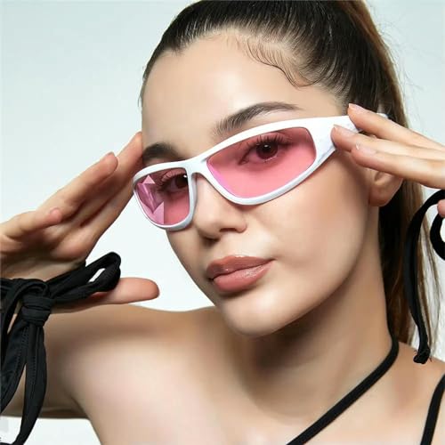 ZZZOLX Sonnenbrille herren Silberne Sonnenbrille, Farbe Hohl, Zukünftiger Technologischer Sinn, Internet -Promi -Sonnenbrille Für Frauen, Sonnenbrille Für Männer.-Rosa B von ZZZOLX