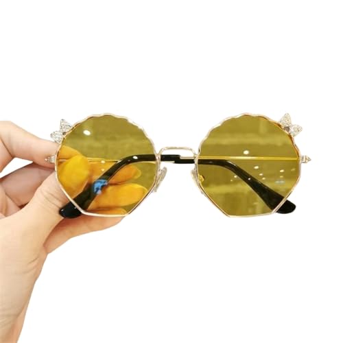 ZZZOLX Sonnenbrille herren Sonnenbrille Für Kinder, Jungen Und Mädchen, Sonnenbrillen, Süße Bug, Kleines Mädchen, Muschelgläser, Metallrahmenbrillen.-Gelb von ZZZOLX