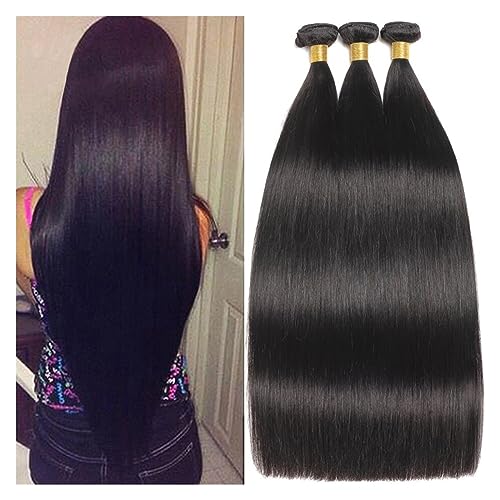 Hair Extensions 12A Peruanische Gerade Bundles Natürliche Farbe Knochen Gerade Menschliches Haar Extensions 1/3/4 Bundles for Schwarze Frauen Haarverlängerung(28inches 1pc) von ZZlei2yu-12