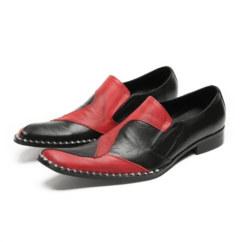 ZZveZZ Herren-Sommerschuhe Aus Rotem Und Weißem Patchwork-Leder For Bankettausflüge (Color : Red, Size : 39 EU) von ZZveZZ