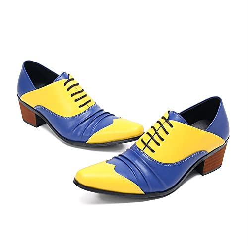 ZZveZZ Lässige, Atmungsaktive, Erhöhte Lederschuhe for Herren In Gelb, Orange, Rot (Color : Yellow, Size : 43 EU) von ZZveZZ