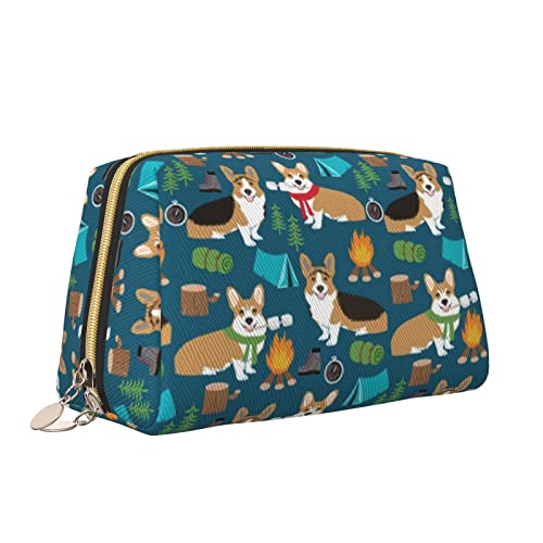 Corgi Make-up-Tasche mit Aufdruck, tragbar, vielseitig, Kulturbeutel, große Kapazität, Kosmetiktasche für Damen, weiß, Einheitsgröße, Kulturbeutel von ZaKhs