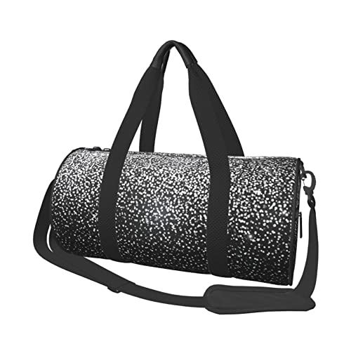 Glänzende silberfarbene Reisetasche mit Tasche und verstellbarem Riemen, große Sporttasche, modische Yoga-Tasche für Damen und Herren, Schwarz , Einheitsgröße von ZaKhs