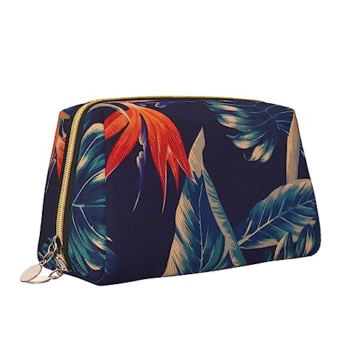 Hawaii Make-up-Tasche mit tropischem Blumendruck, tragbar, vielseitig, Kulturbeutel, große Kapazität, Kosmetiktasche für Damen, weiß, Einheitsgröße, Kulturbeutel von ZaKhs