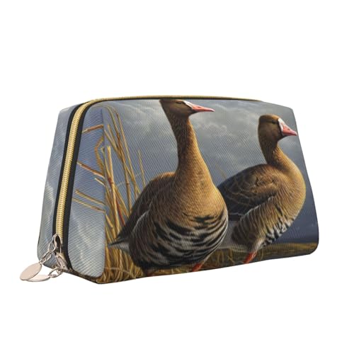 Kosmetiktasche mit Gänsevogel-Aufdruck, tragbar, vielseitig, Kulturbeutel, große Kapazität, Kosmetiktasche für Damen, weiß, Einheitsgröße, Kulturbeutel von ZaKhs