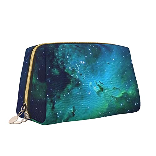 Kosmetiktasche mit Galaxie-Motiv, tragbar, vielseitig, Kulturbeutel, große Kapazität, Kosmetiktasche für Damen, Grün, weiß, Einheitsgröße, Kulturbeutel von ZaKhs