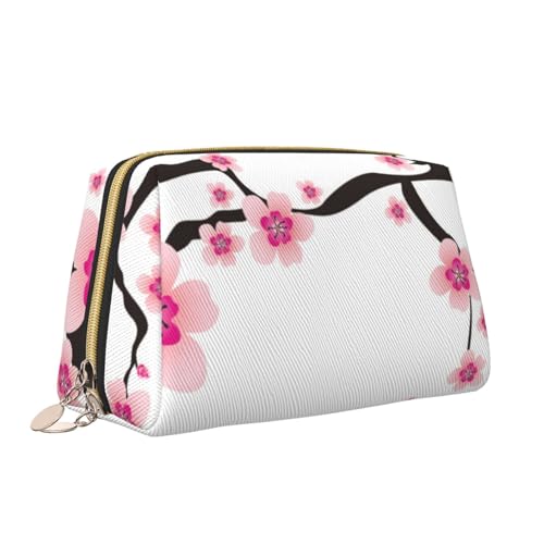 Kosmetiktasche mit Kirschblüten-Aufdruck, tragbar, vielseitig, Kulturbeutel, große Kapazität, Kosmetiktasche für Damen, weiß, Einheitsgröße, Kulturbeutel von ZaKhs