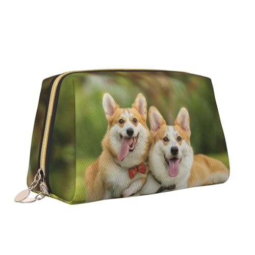 Kosmetiktasche mit niedlichem Corgi-Druck, tragbar, vielseitig, Kulturbeutel, große Kapazität, Kosmetiktasche für Damen, weiß, Einheitsgröße, Kulturbeutel von ZaKhs