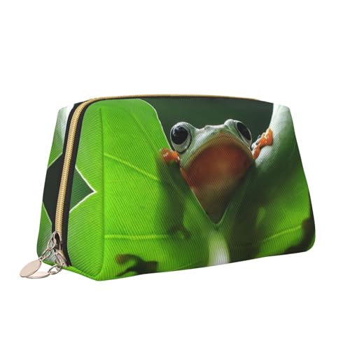 Kosmetiktasche mit niedlichem Frosch-Aufdruck, tragbar, vielseitig, Kulturbeutel, große Kapazität, Kosmetiktasche für Damen, weiß, Einheitsgröße, Kulturbeutel von ZaKhs