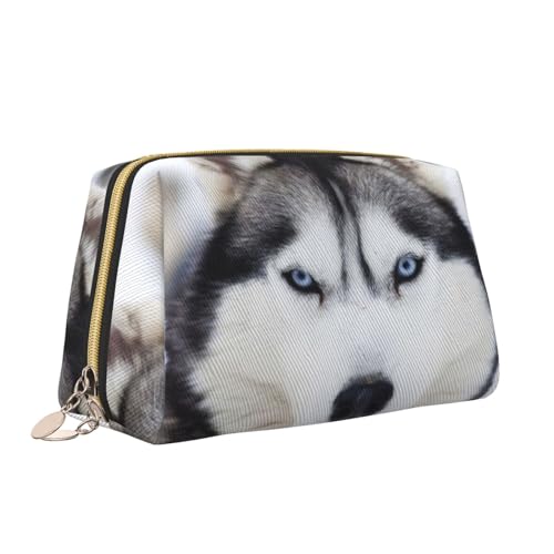 Kosmetiktasche mit niedlichem Husky-Aufdruck, tragbar, vielseitig, Kulturbeutel, große Kapazität, Kosmetiktasche für Damen, weiß, Einheitsgröße, Kulturbeutel von ZaKhs