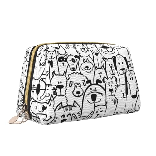 Lustige Make-up-Tasche mit niedlichem Hund, Schaf, tragbar, vielseitig, Kulturbeutel, große Kapazität, Kosmetiktasche für Damen, weiß, Einheitsgröße, Kulturbeutel von ZaKhs