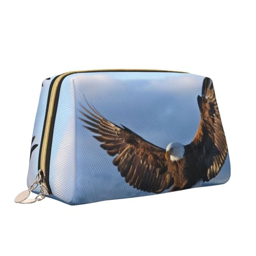 Make-up-Tasche mit Adler-Druck, tragbar, vielseitig, Kulturbeutel, große Kapazität, Kosmetiktasche für Damen, weiß, Einheitsgröße, Kulturbeutel von ZaKhs