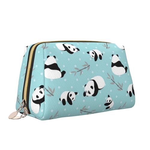 Make-up-Tasche mit Cartoon-Pandabär-Druck, tragbar, vielseitig, Kulturbeutel, große Kapazität, Kosmetiktasche für Damen, weiß, Einheitsgröße, Kulturbeutel von ZaKhs