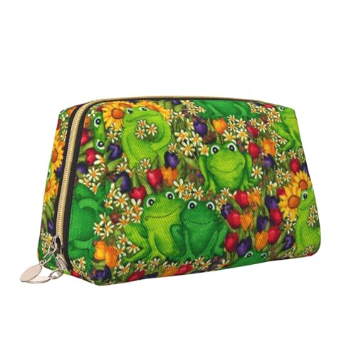 Make-up-Tasche mit Frosch-Aufdruck, tragbar, vielseitig, Kulturbeutel, große Kapazität, Kosmetiktasche für Damen, weiß, Einheitsgröße, Kulturbeutel von ZaKhs