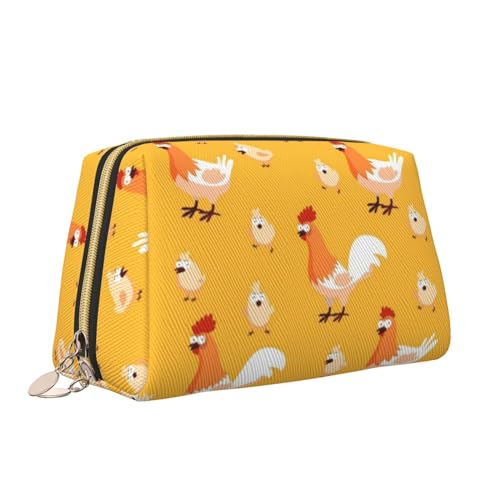 Make-up-Tasche mit Huhn-Motiv, tragbar, vielseitig, Kulturbeutel, große Kapazität, Kosmetiktasche für Damen, weiß, Einheitsgröße, Kulturbeutel von ZaKhs