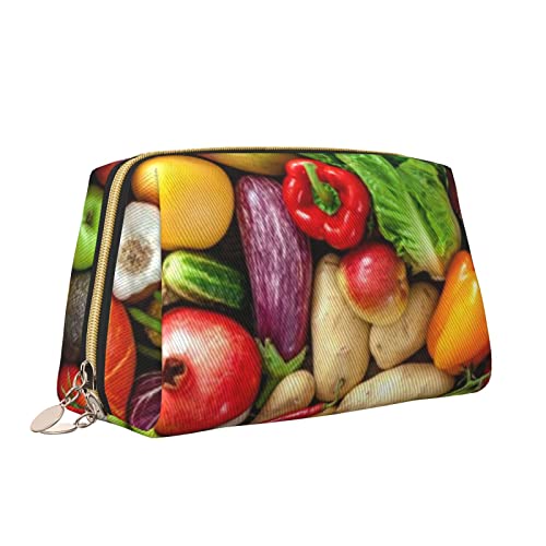 Make-up-Tasche mit frischem Obst und Gemüse, tragbar, vielseitig, Kulturbeutel, große Kapazität, Kosmetiktasche für Damen, weiß, Einheitsgröße, Kulturbeutel von ZaKhs