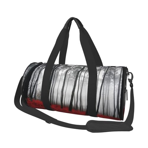 Mysterious Fantasy Reisetasche mit Walddruck, mit Tasche und verstellbarem Riemen, große Sporttasche, modische Yoga-Tasche für Damen und Herren, Schwarz , Einheitsgröße von ZaKhs