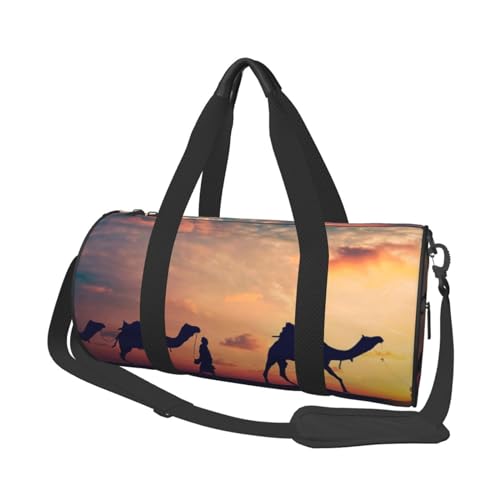 Rajasthan Reise-Reisetasche mit Tasche und verstellbarem Riemen, große Sporttasche, modische Yoga-Tasche für Damen und Herren, Schwarz , Einheitsgröße von ZaKhs